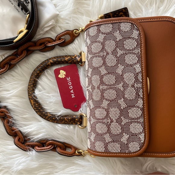 Coach Rogue Top Handle Colorblock Brown Signature Jacquard With Exotic H… - Picture 7 of 10